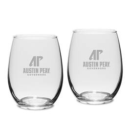 Jardine - Austin Peay State Governors Team Design Two-Piece 15oz. Stemless Wine Glass Set - Multicolor