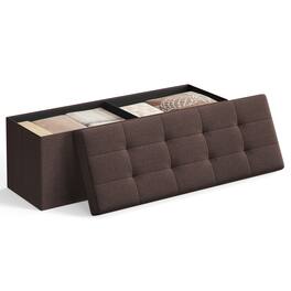 Songmics Home - Storage Ottoman Bench, Foldable Ottoman Foot Rest,End of Bed Bench, Storage Chest, Load up to 660 lb - Chestnut Brown