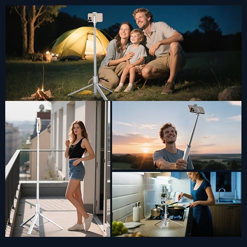 Alt View 4. Furno Fusion - 70" Auto Pop-up Phone Tripod & Selfie Stick, 360° Rotatable with Magnetic Charging Remote, Extendable for iPhone.