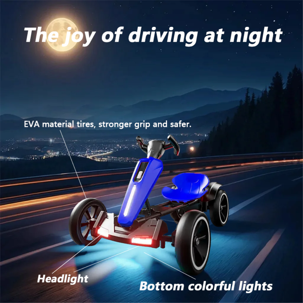 The joy of driving at night

EVA material tires, stronger grip and safer.

Headlight

Bottom colorful lights