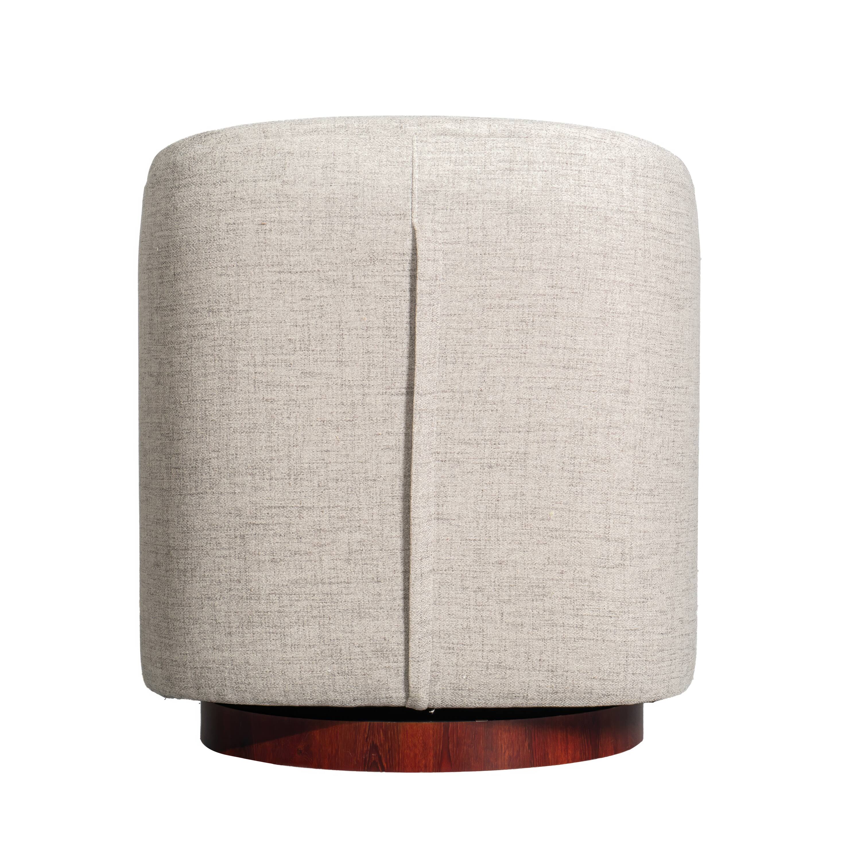 Alt View 7. Emma + Oliver - Della Club Style Barrel Accent Chair with 360 Degree Swivel Brushed Gold Vinyl Wrapped Base and Sloped Armrests - Cream.