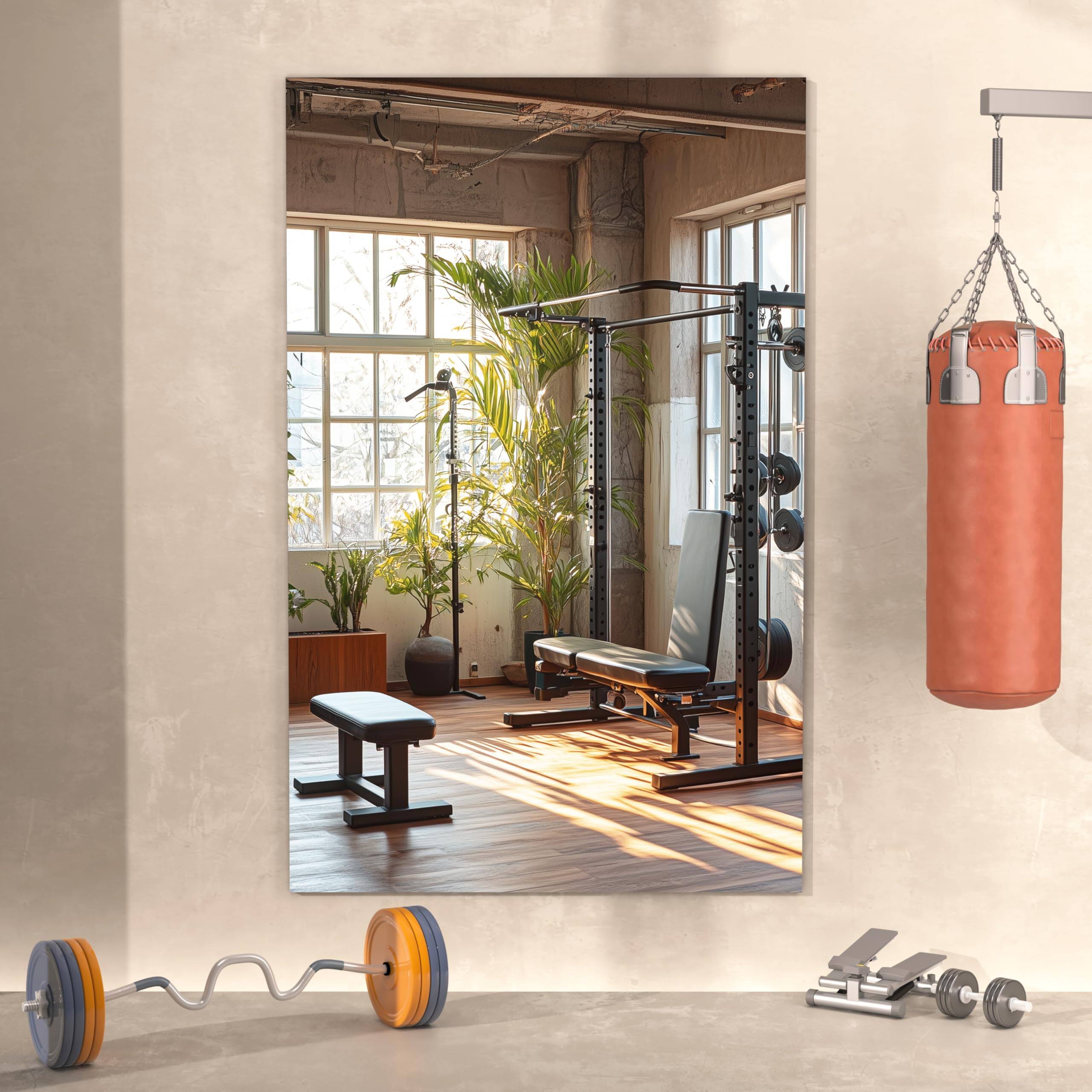 Back. Cedar Assembly - Home Gym Workout Mirror 48" X 30" W-1pc Full Length Mounted Body Frameless For Yoga Garage Bedroom Dance - Framed Led Gym Mirror-24''Lx32''W-1pc.