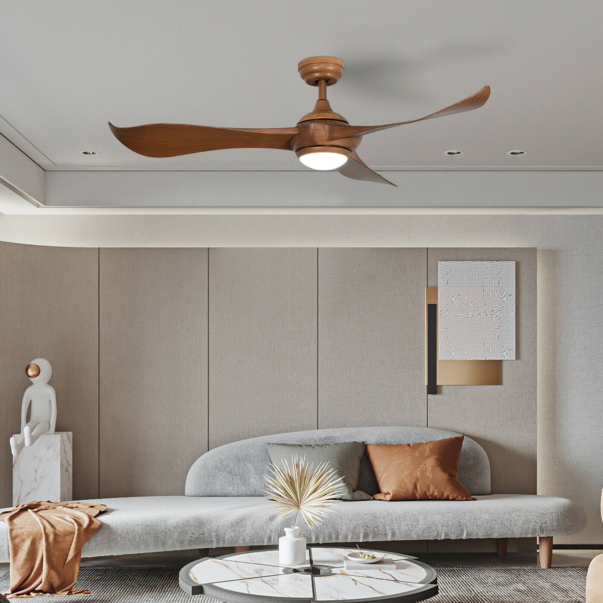 Alt View 3. Costway - Costway 52 Inch Ceiling Fan with Light Reversible DC Motor w/6 Wind Speeds & 8H Timer - Walnut.