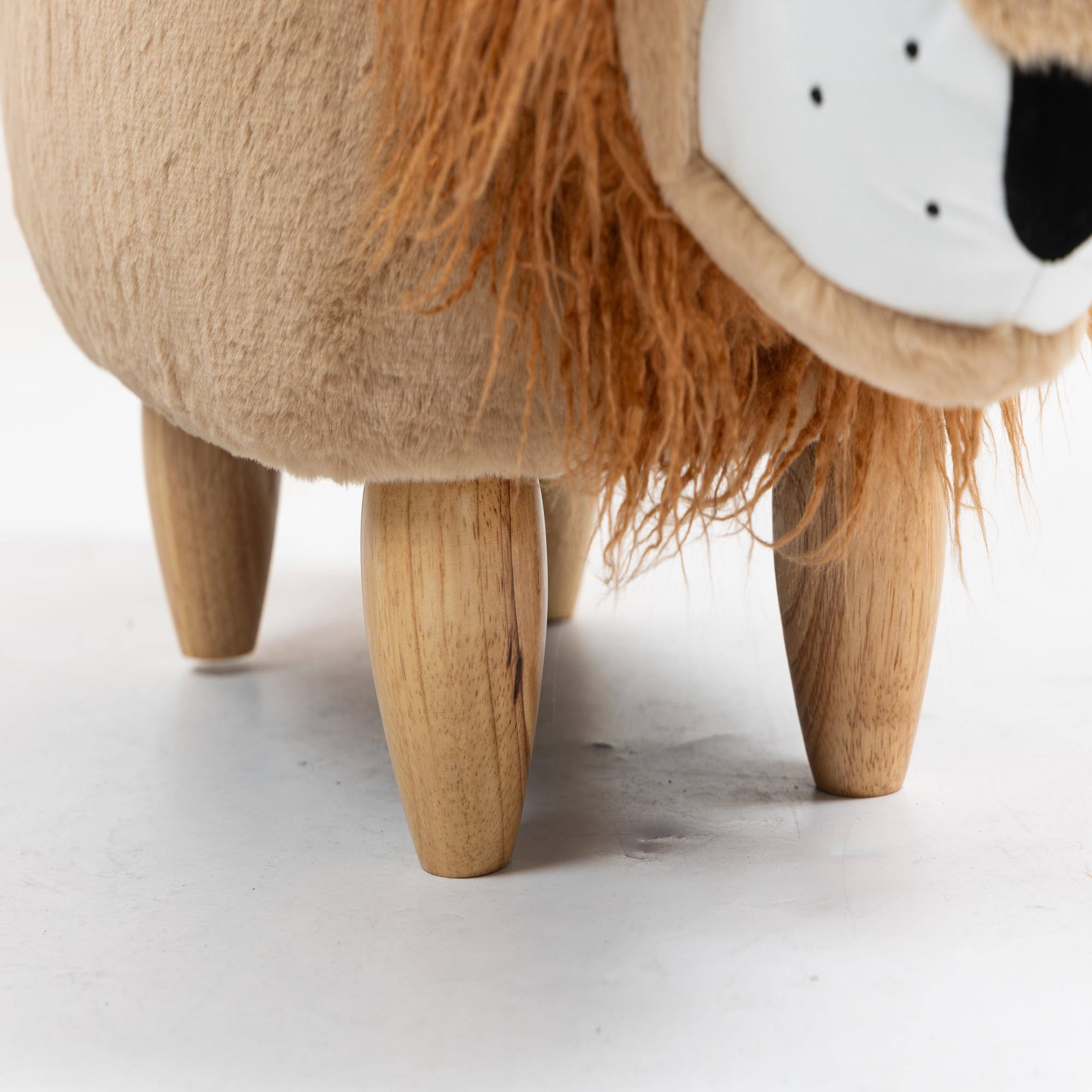 Alt View 2. Boyel Living - Luke the Lion Storage Ottoman in Brown Soft Faux Fur Hidden Storage Footstool - Brown.
