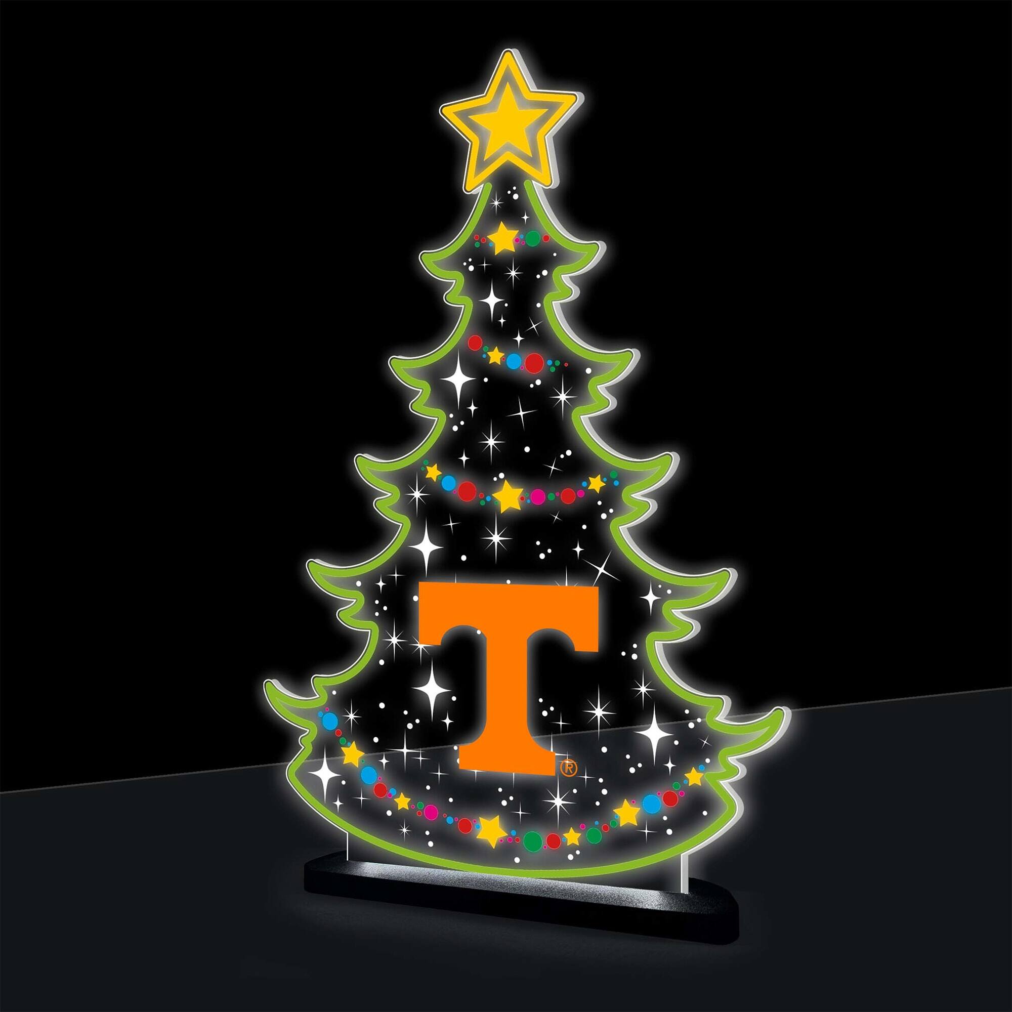 Evergreen Enterprises - Tennessee Volunteers 10" LED Tabletop Christmas Tree Desklite Sign - Green