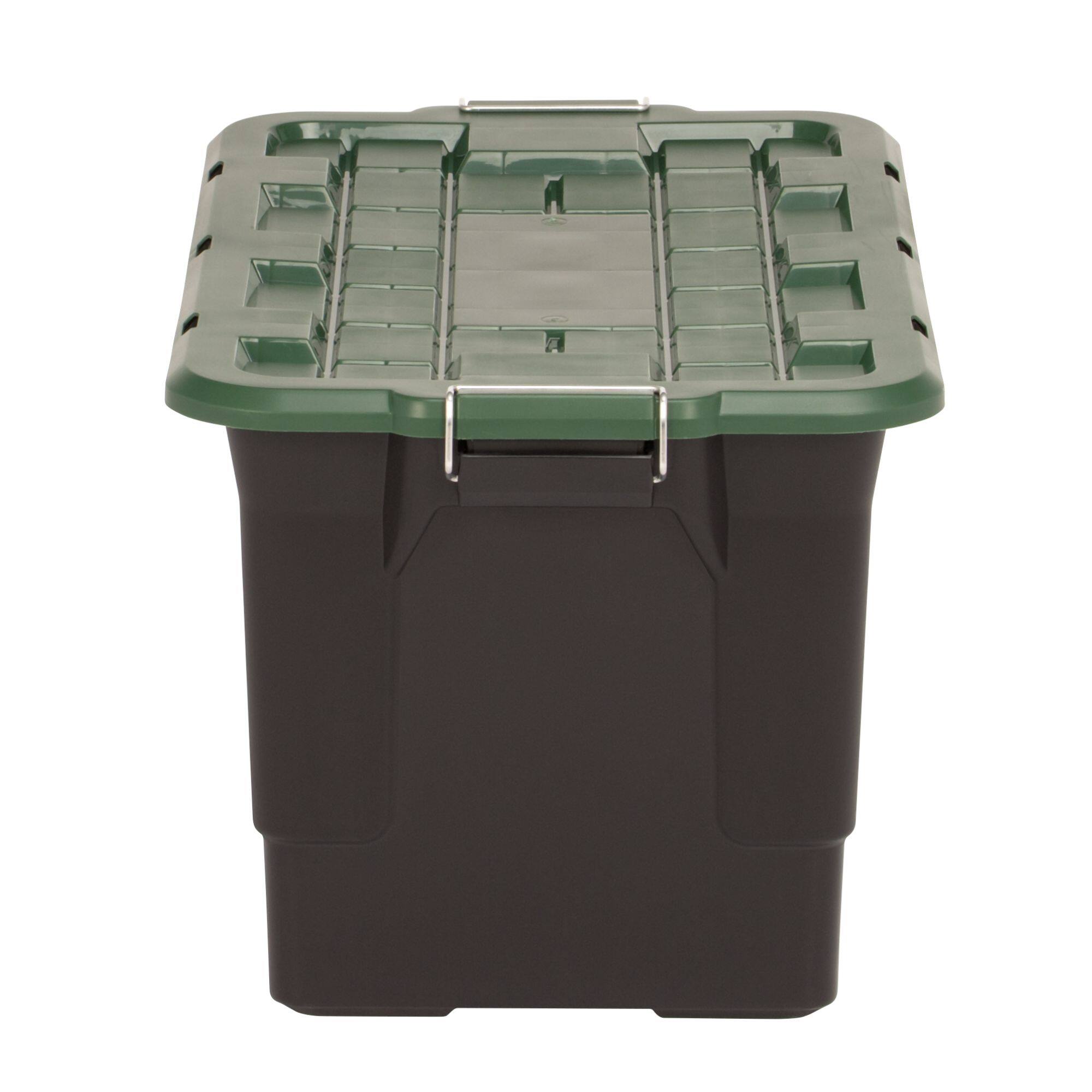 Alt View 8. Homz - Homz 2 Pack 30-Gallon Plastic Stackable Home Storage Bins with Lids, Black/Green - Black, Green.