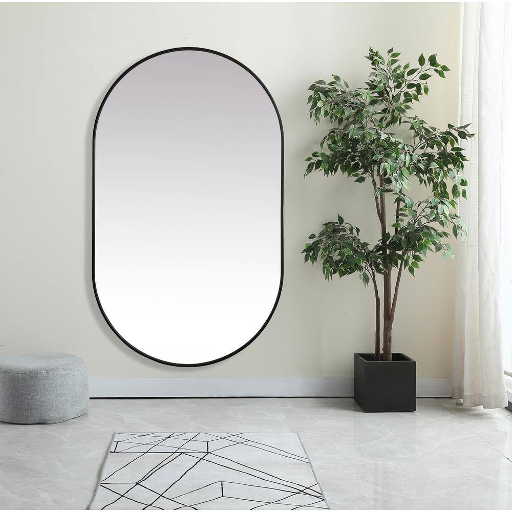 Alt View 5. Elegant Decor - Metal Frame Oval Mirror 36x60 Inch in Black - Black.
