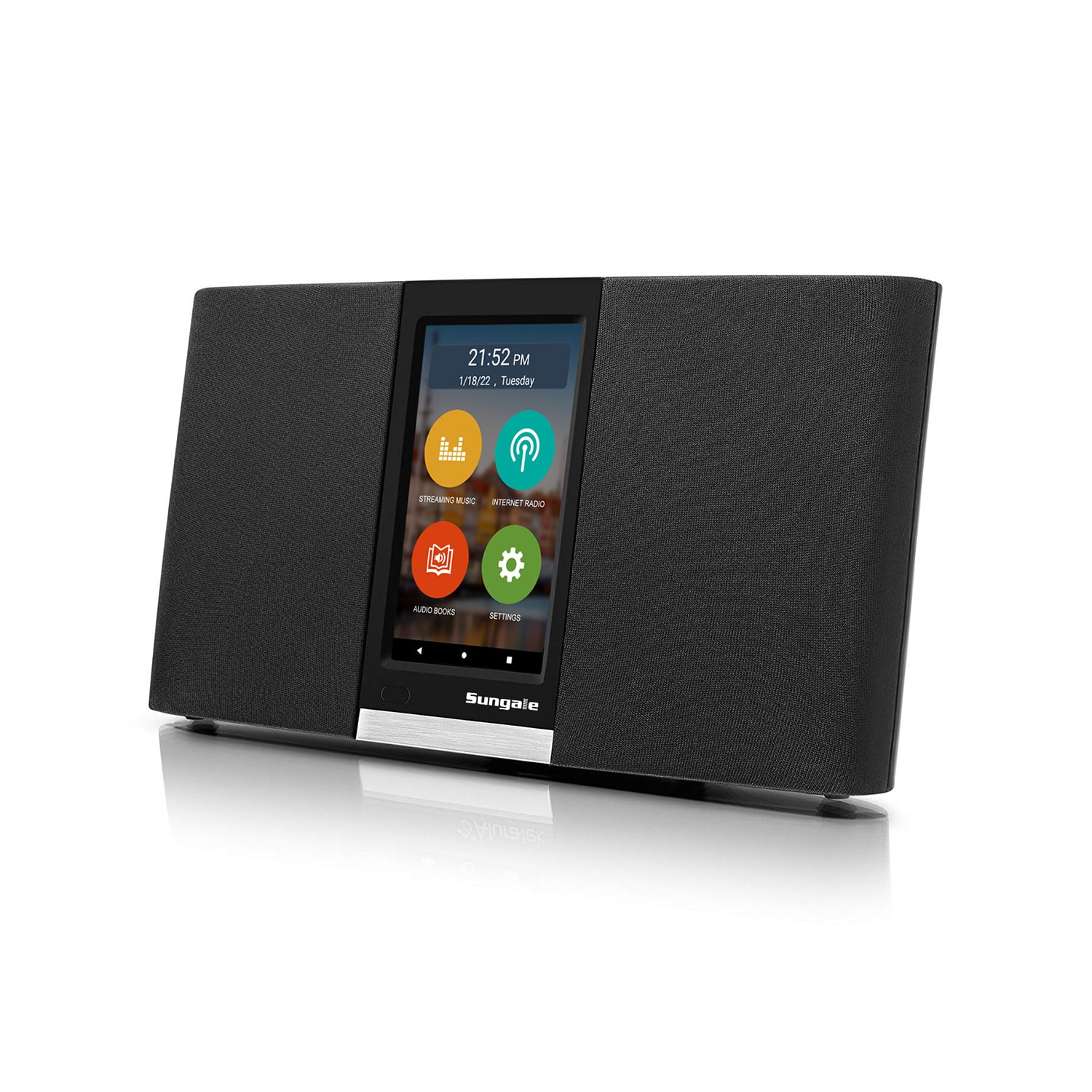 Sungale - WiFi Internet Radio with Music Streaming APPs, Podcasts, 32GB, Touchscreen, 2.1 HD Stereo - Black
