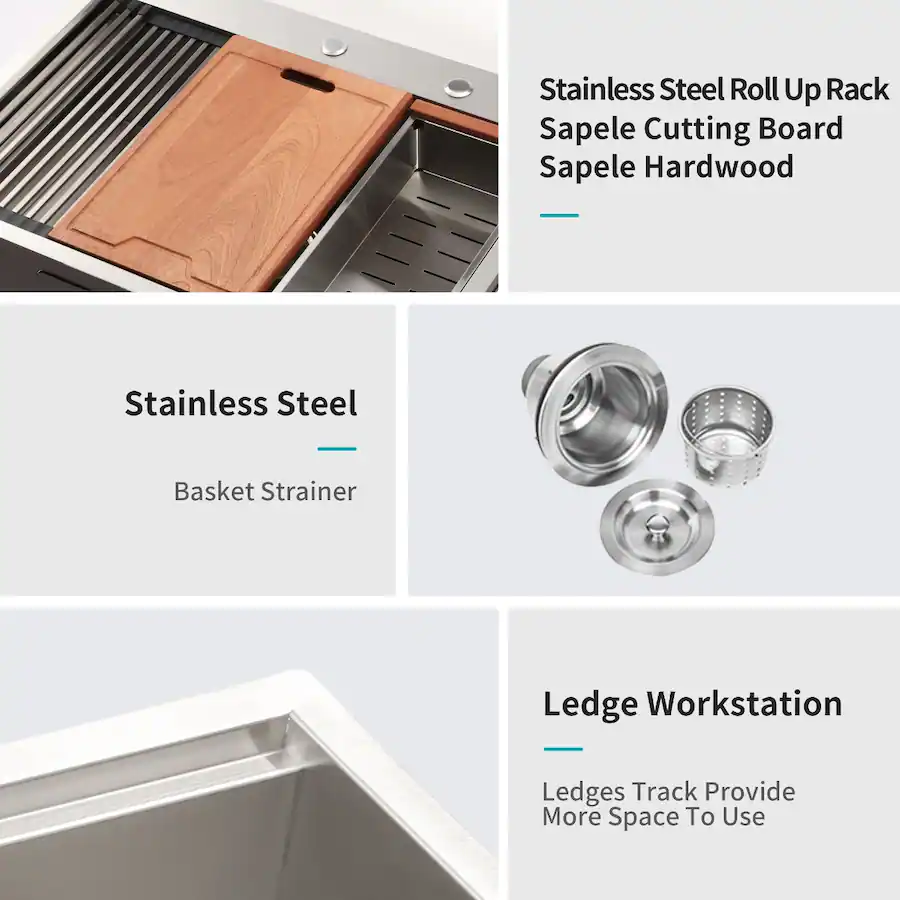 Template. Track Inches Ropilly 28 Inch Drop In Kitchen Sink, 16 Gauge Stainless Steel Sink ...