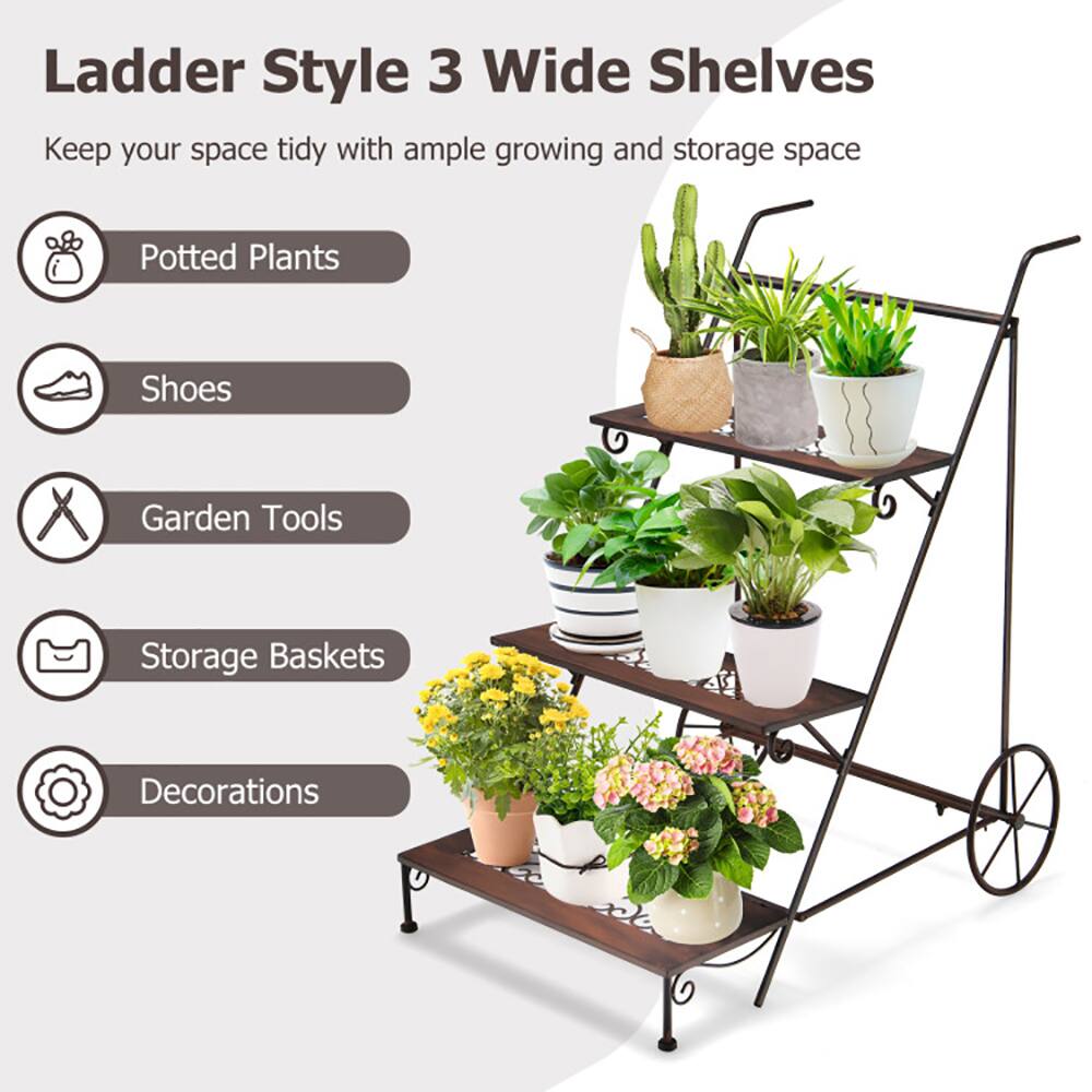 Ladder Style 3 Wide Shelves

Keep your space tidy with ample growing and storage space

- Potted Plants
- Shoes
- Garden Tools
- Storage Baskets
- Decorations