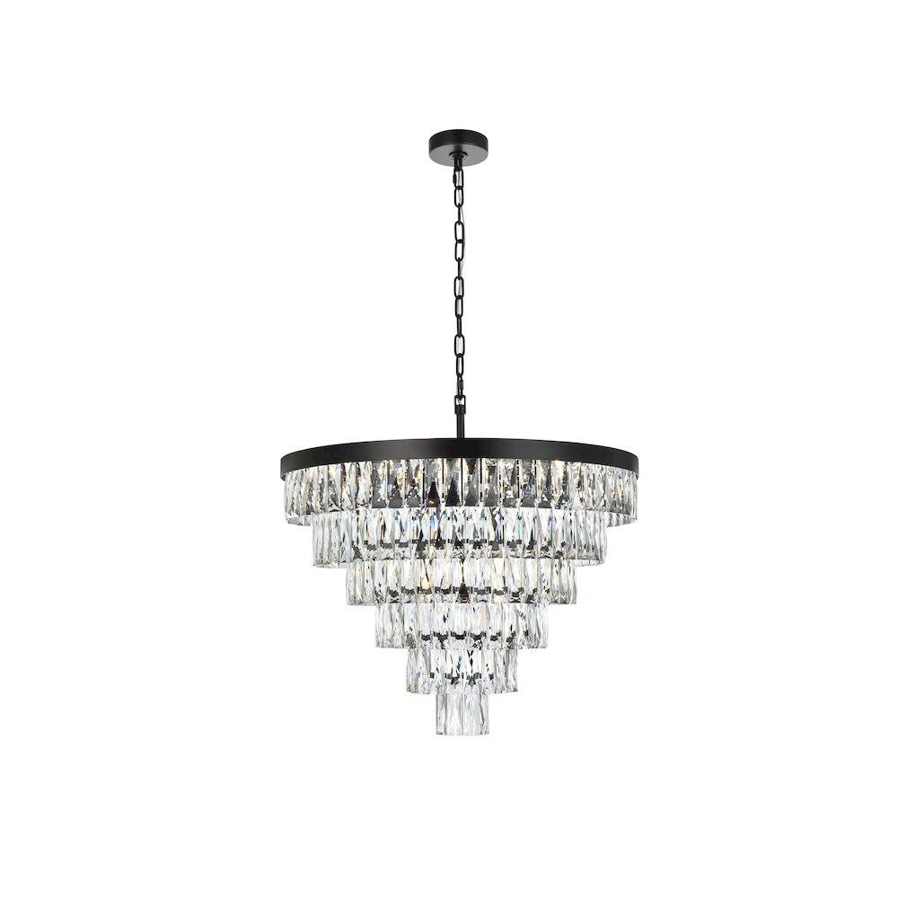 Back. Elegant Lighting - Josephine 27 Inch Round Chandelier In Black - Black And Clear.