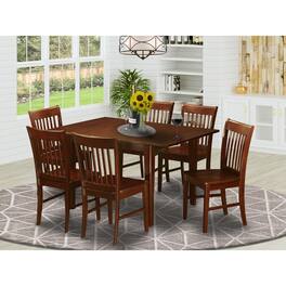 East West Furniture - 7 Pc Kitchen dinette set- Kitchen Tables with 6 Kitchen Dining Chairs - Mahogany