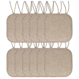 Sweet Home Collection - Herringbone Stitch Memory Foam Non-Slip 16" x 16" Chair Cushion Pad with Ties, 12-Pack - Taupe
