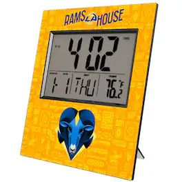 Keyscaper - Los Angeles Rams 2024 Illustrated Limited Edition Digital Desk/Wall Clock - Gray