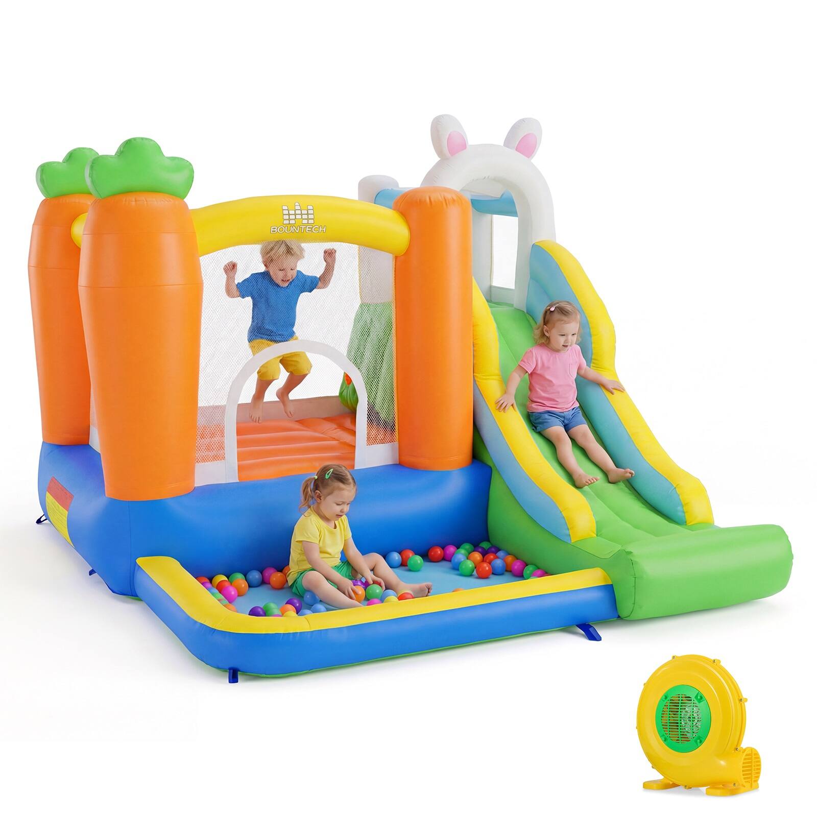 Alt View 8. Gymax - Gymax Rabbit Inflatable Playground w/Climbing Wall Slide & Ball Pit 480W Blower - Multicolor.