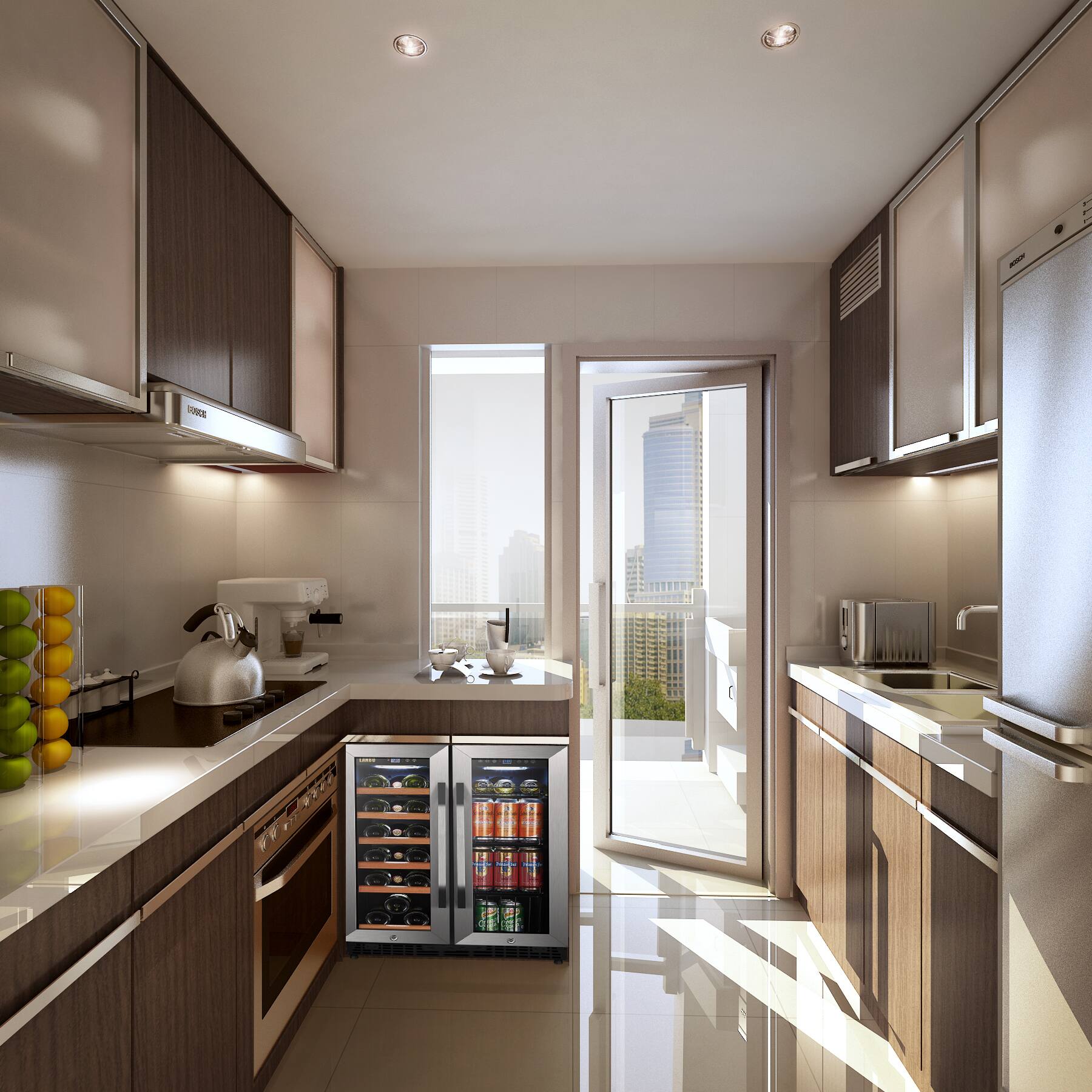 Angle. Lanbo - Freestanding/Built-In 23.4'' width 18 Bottle 56 Can Dual Zone Combo Wine and Beverage Cooler - Black.