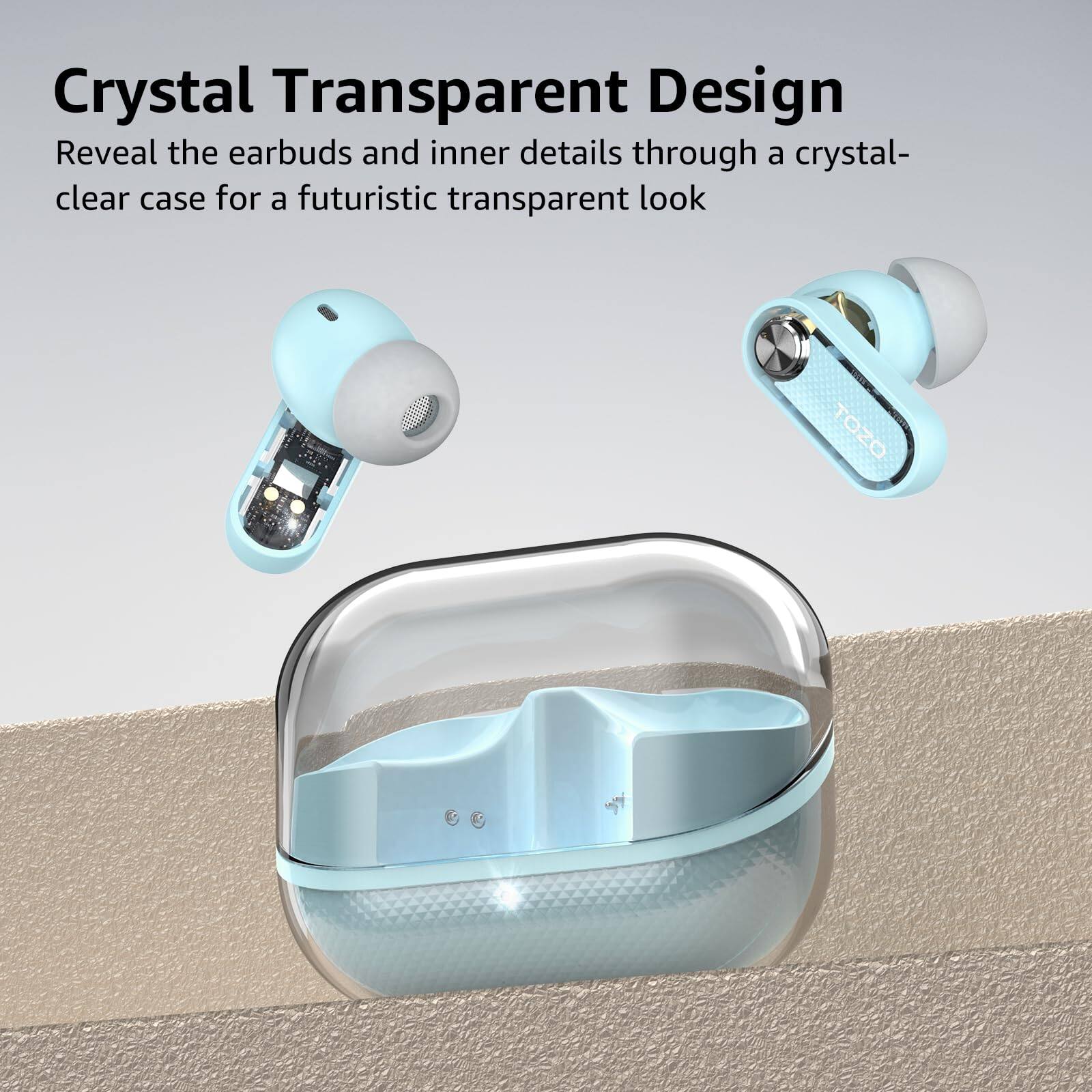 Crystal Transparent Design

Reveal the earbuds and inner details through a crystal-clear case for a futuristic transparent look