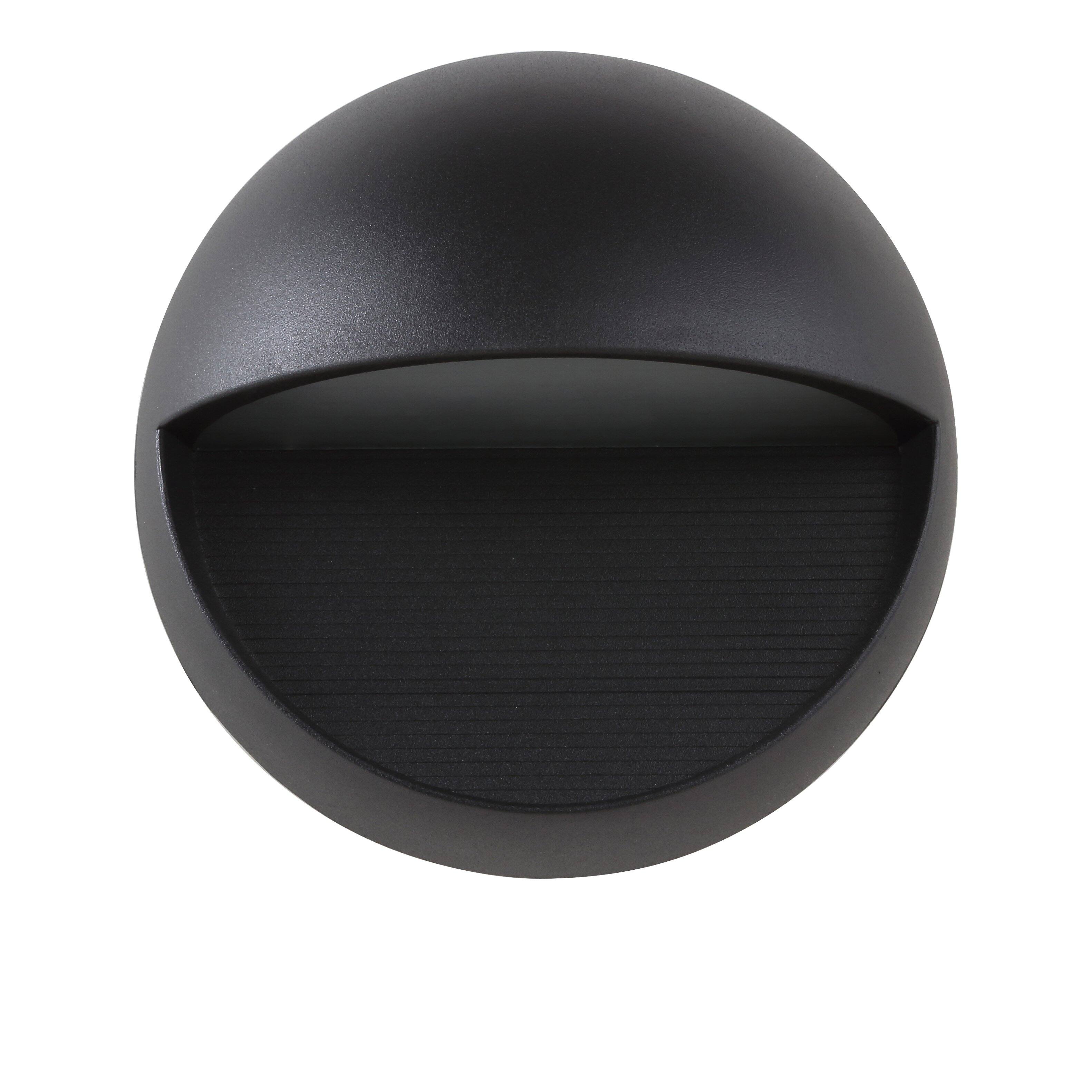 Alt View 4. Jonathan Y - Orbe 6.25" Outdoor Metal/Glass Integrated LED Wall Sconce, Black - Black.