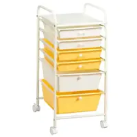 Costway - 6 Drawer Rolling Storage Cart Scrapbook Paper Office School Organizer - Beige + Yellow - Front_Zoom