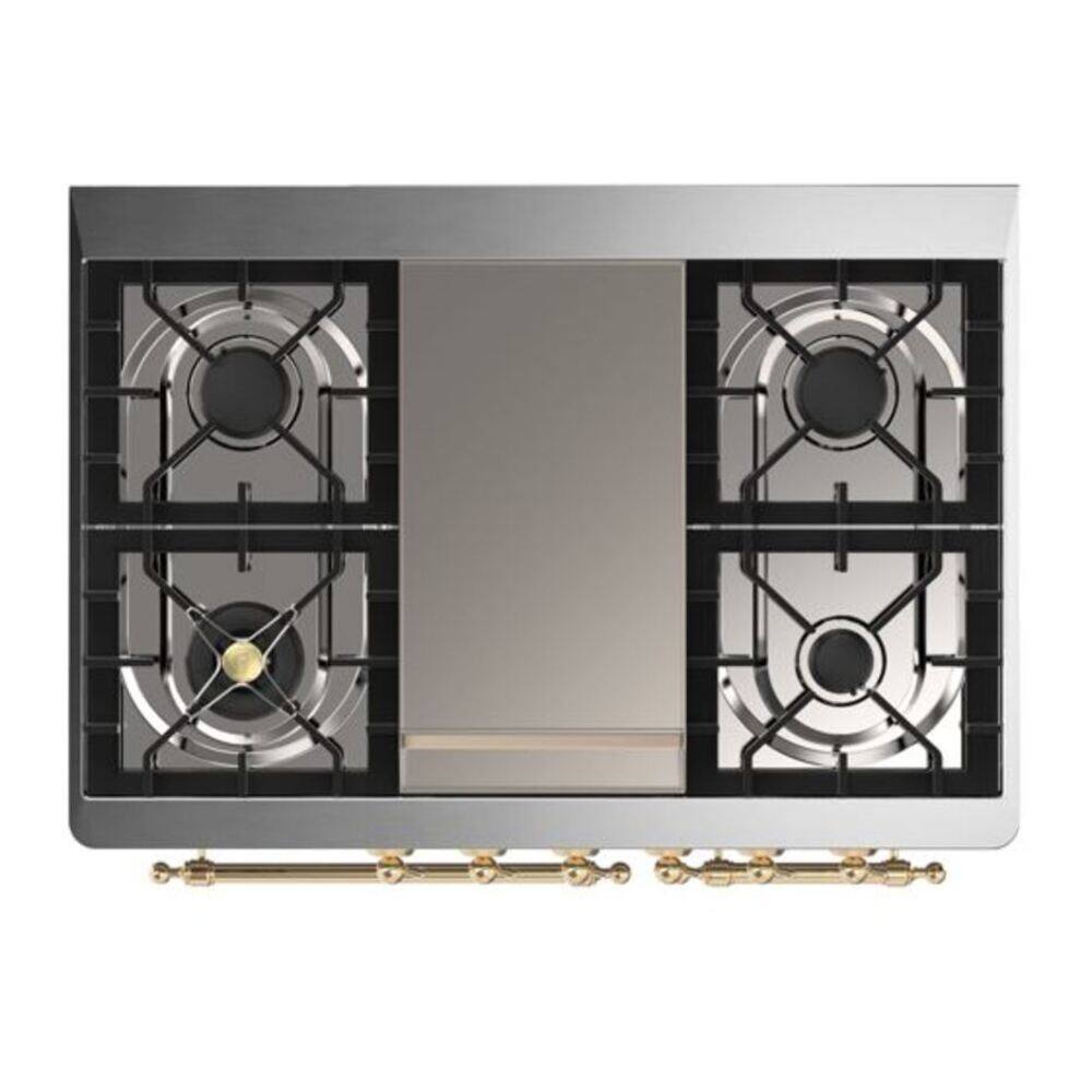 Alt View 8. ILVE - ILVE Majestic II 40 inch Dual Fuel Range with 6 Burners + Griddle (Natural Gas, Graphite Matte, Brass Trim) - Graphite Matte.