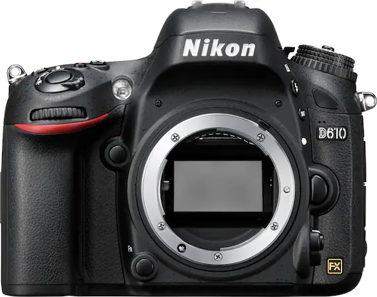 Front. Nikon - D610 DSLR Camera (Body Only) - Black.