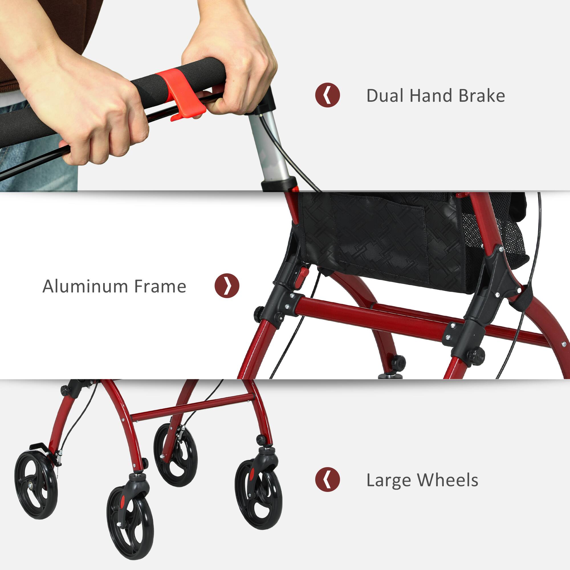 Dual Hand Brake, Aluminum Frame, Large Wheels