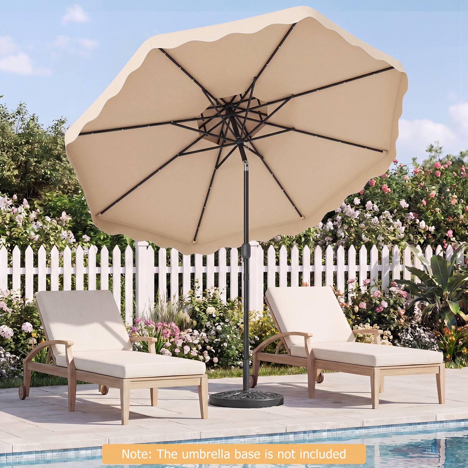 Note: The umbrella base is not included