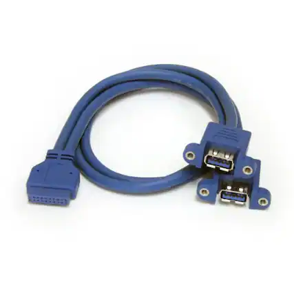 Front. Startech - 2 Port Panel Mount USB 3.0 Cable - USB A to Motherboard Header Cable F/F.