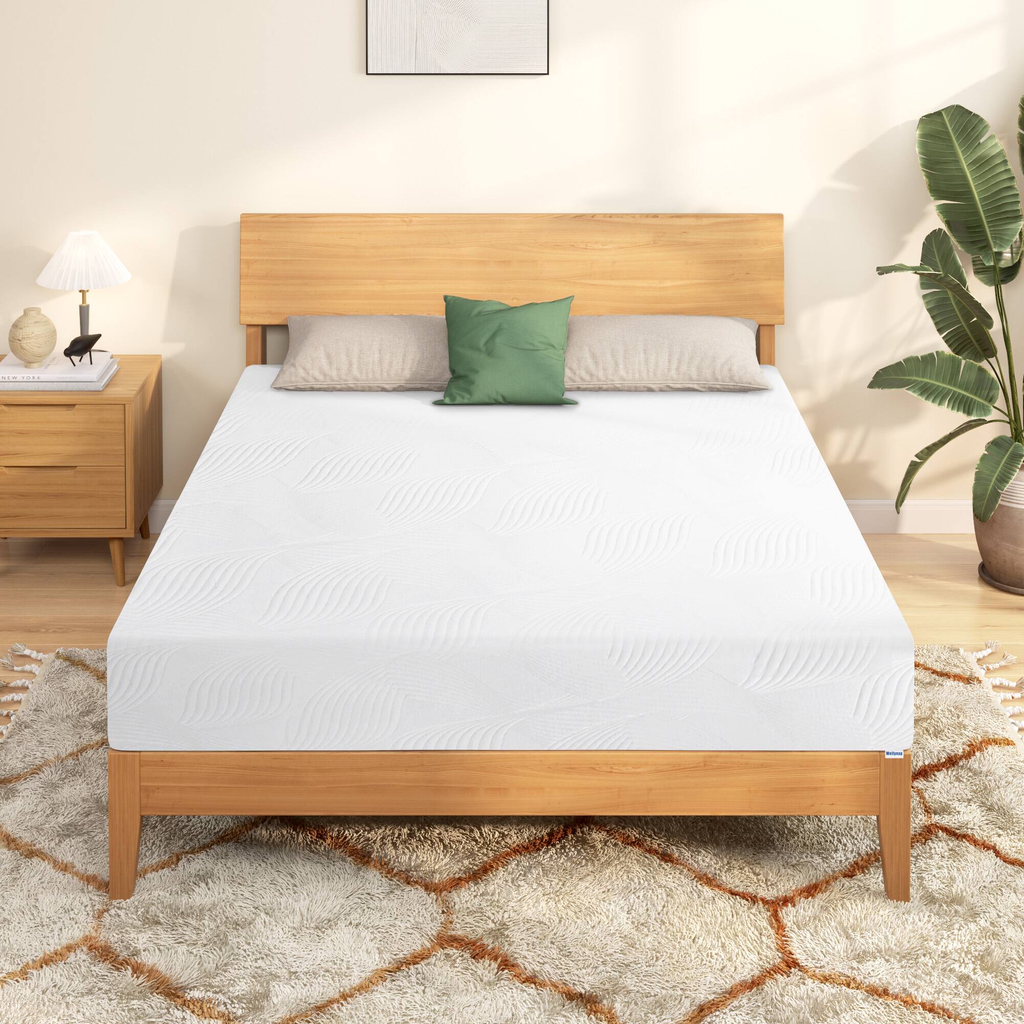 Front. Glintex - 10 Inch Queen Memory Foam Mattress, Medium Firm, Cooling Gel, Bed in a Box, CertiPUR-US Certified, Fiberglass Free - White.