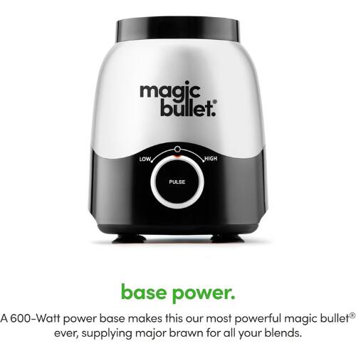 magic bullet LOW HIGH PULSE base power. A 600-Watt power base makes this our most powerful magic bullet ever, supplying major brawn for all your blends.