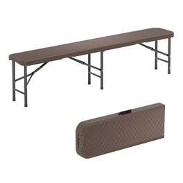Pefilos - 6 Feet Plastic Folding Bench with 1320 LBS Capacity and Handle, Patio Chairs for Outdoor - Brown