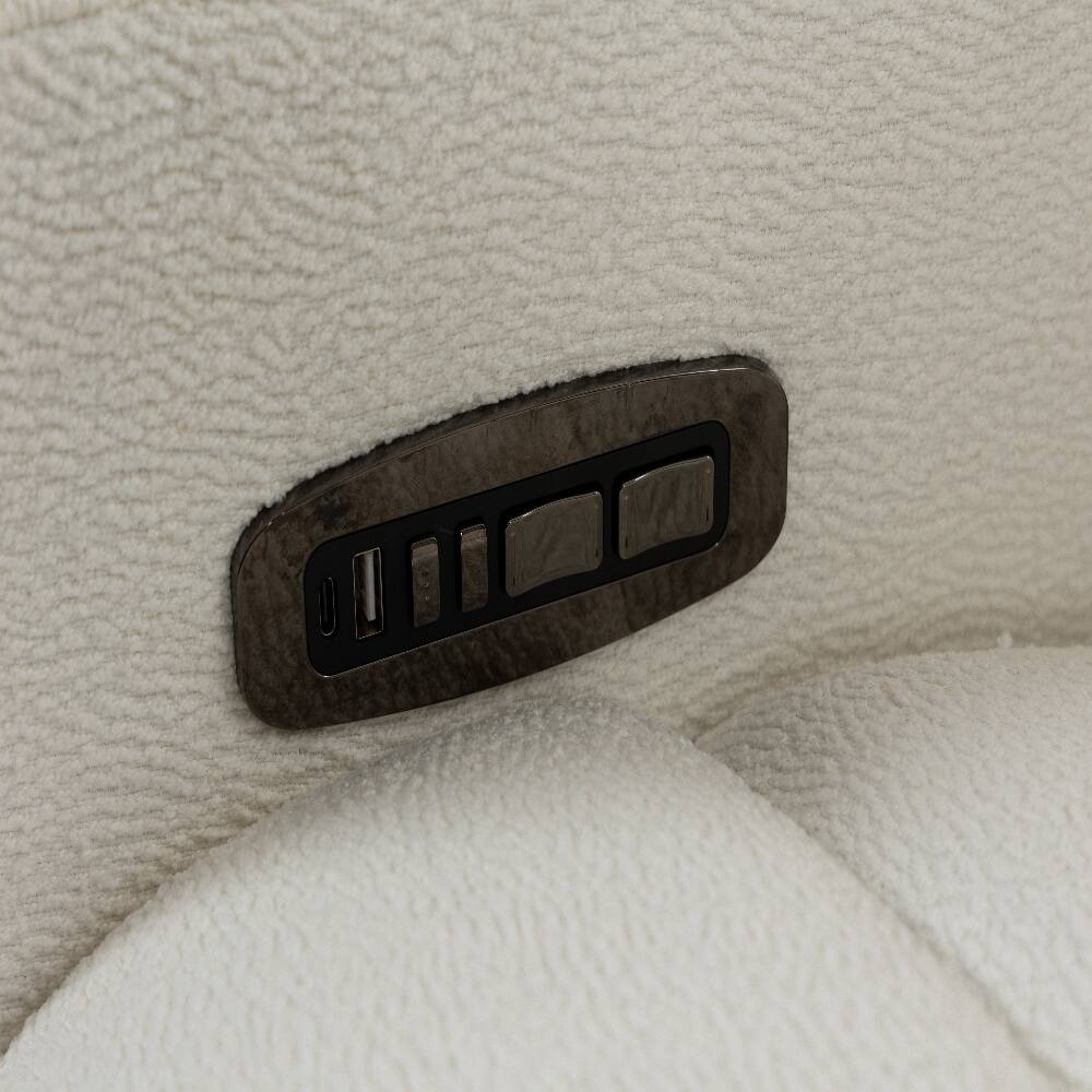Left. Ropilly - Ropilly Extra Wide Power Recliner with Heat and Massage Cream Velvet Chair - Cream.