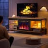 Front. Pinmoco - Pinmoco - 55 Inch Electric Fireplace TV Stand Fits TVs up to 65 Inch Gaming TV Console with Open Storage Shelves - Rustic Brown.