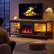 Angle. Pinmoco - Pinmoco - Electric Fireplace TV Stand Fit for TVs up to 65 Inch Gaming Entertainment Center with Open Storage Shelves - Rustic Brown.