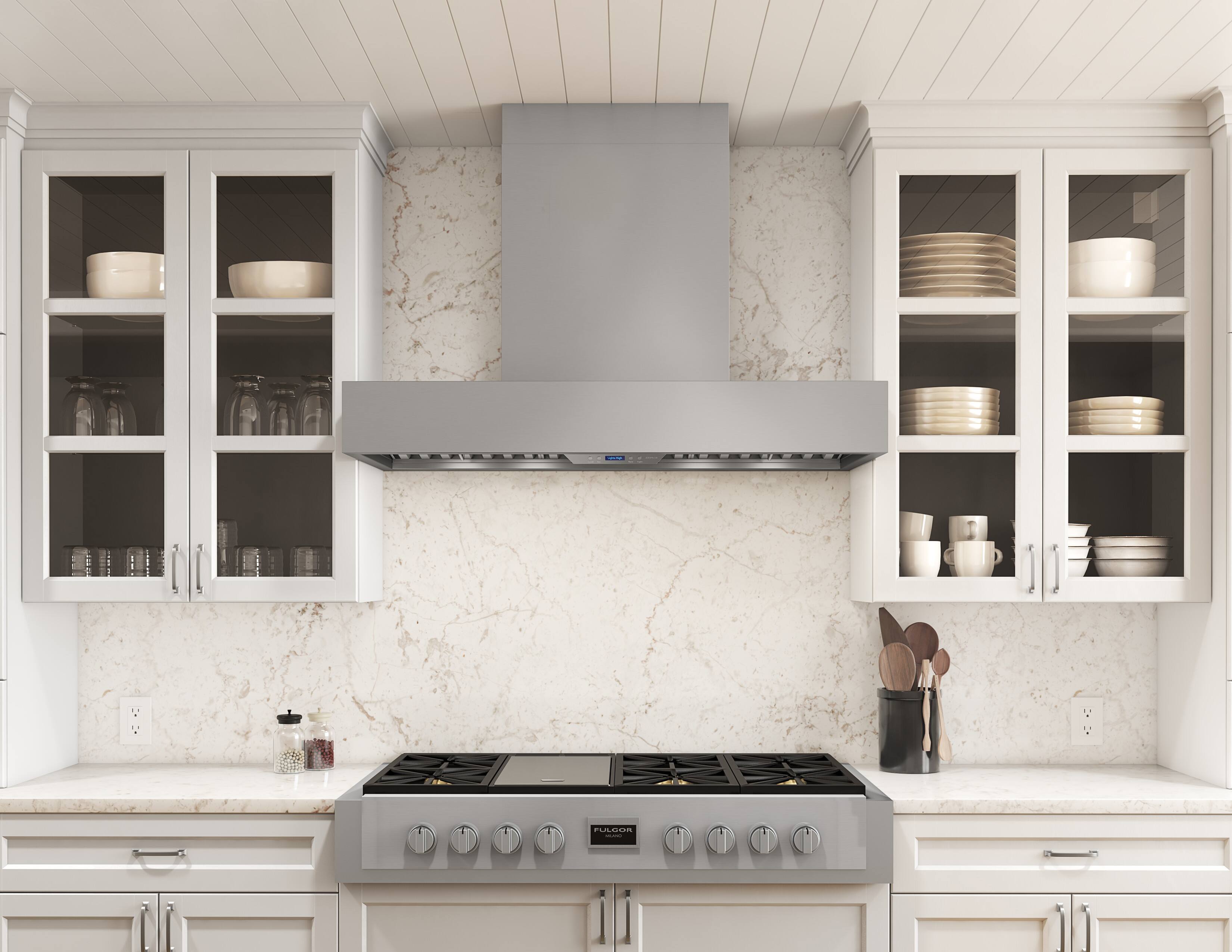 Alt View 11. Zephyr - Roma Pro 36 in. 750 CFM Wall Mount Range Hood with LED Light - Stainless Steel.