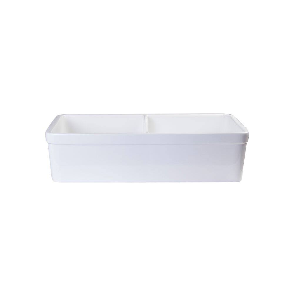 Alt View 5. Alfi - ALFI brand White 32 Short Wall Double Bowl Lip Apron Fireclay Farmhouse Kitchen Sink - White.