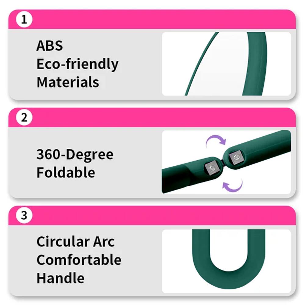1. ABS Eco-friendly Materials  
2. 360-Degree Foldable  
3. Circular Arc Comfortable Handle