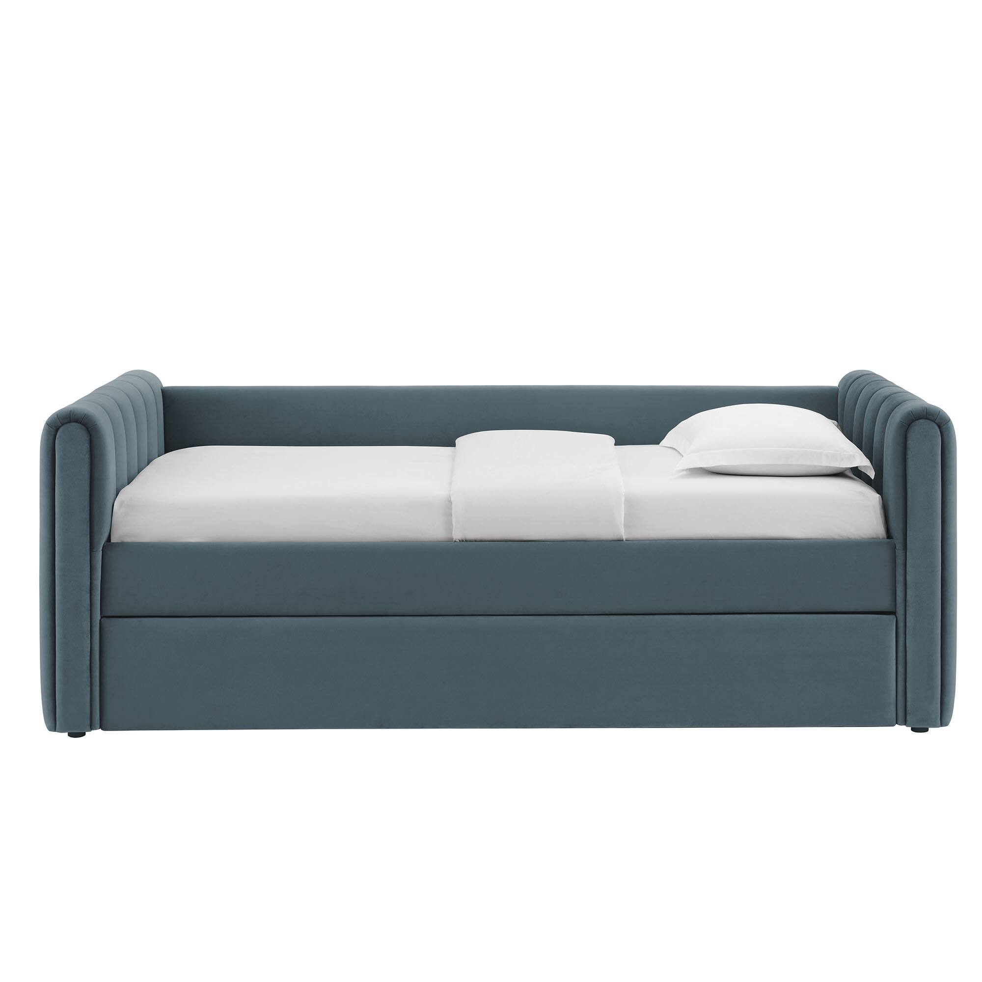 Alt View 8. Modway - Veyla Channel Tufted Performance Velvet Twin Daybed With Trundle by Modway - Cadet Blue.
