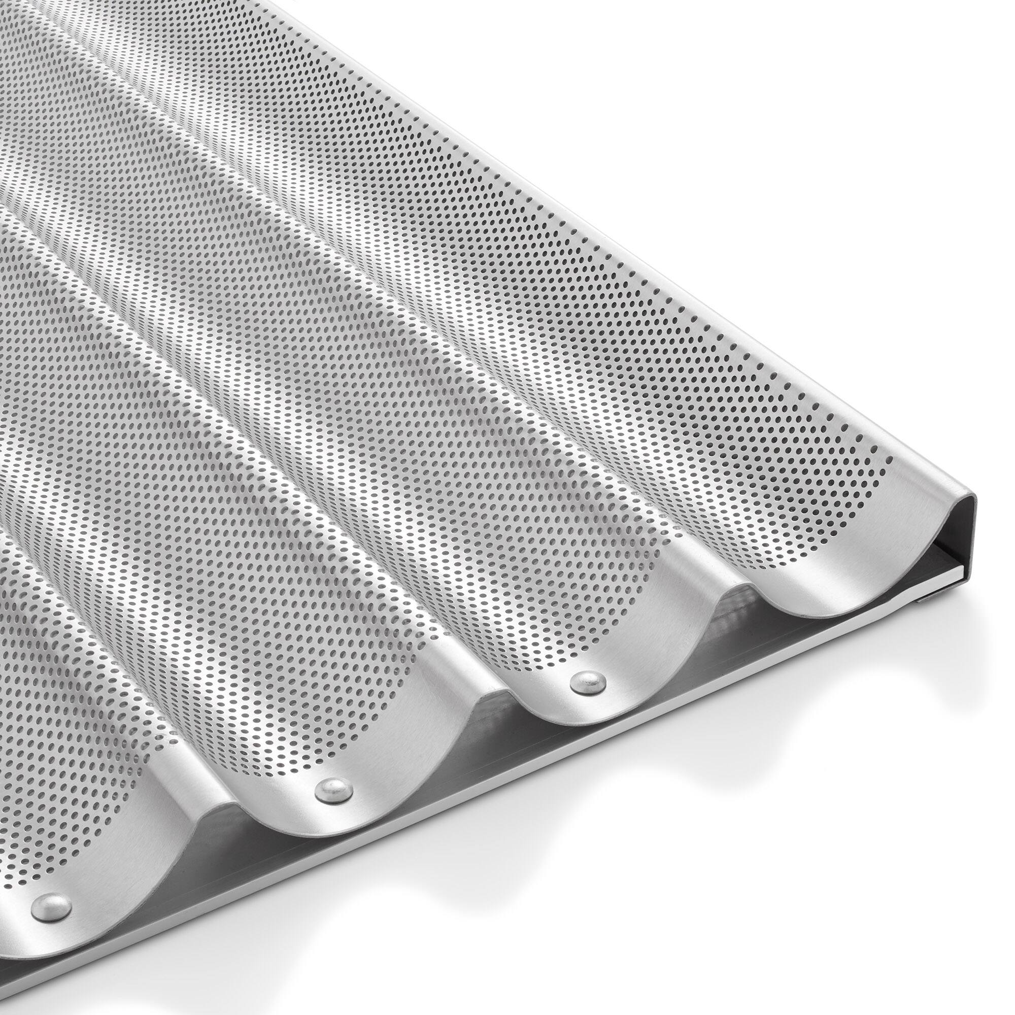 Alt View 5. GRIDMANN - Commercial 18 x 26-in Perforated Aluminum Baguette Pan - 6 Slot Loaf Pan - Silver.