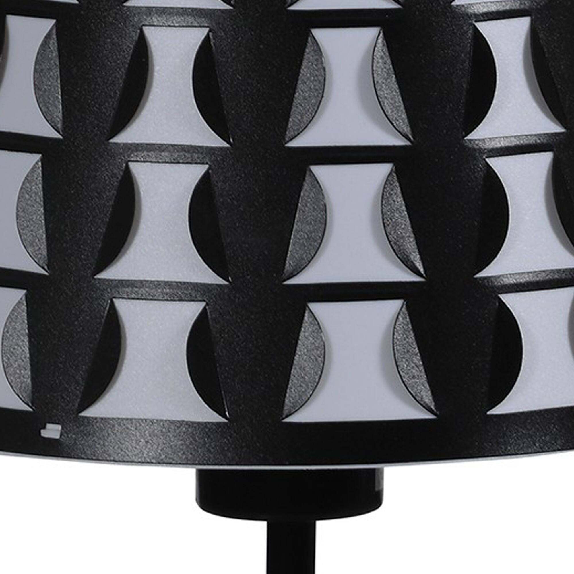 Left. Manhattan Lane - Plastic Shade Metal Table Lamp with Open Clover Base - Black.