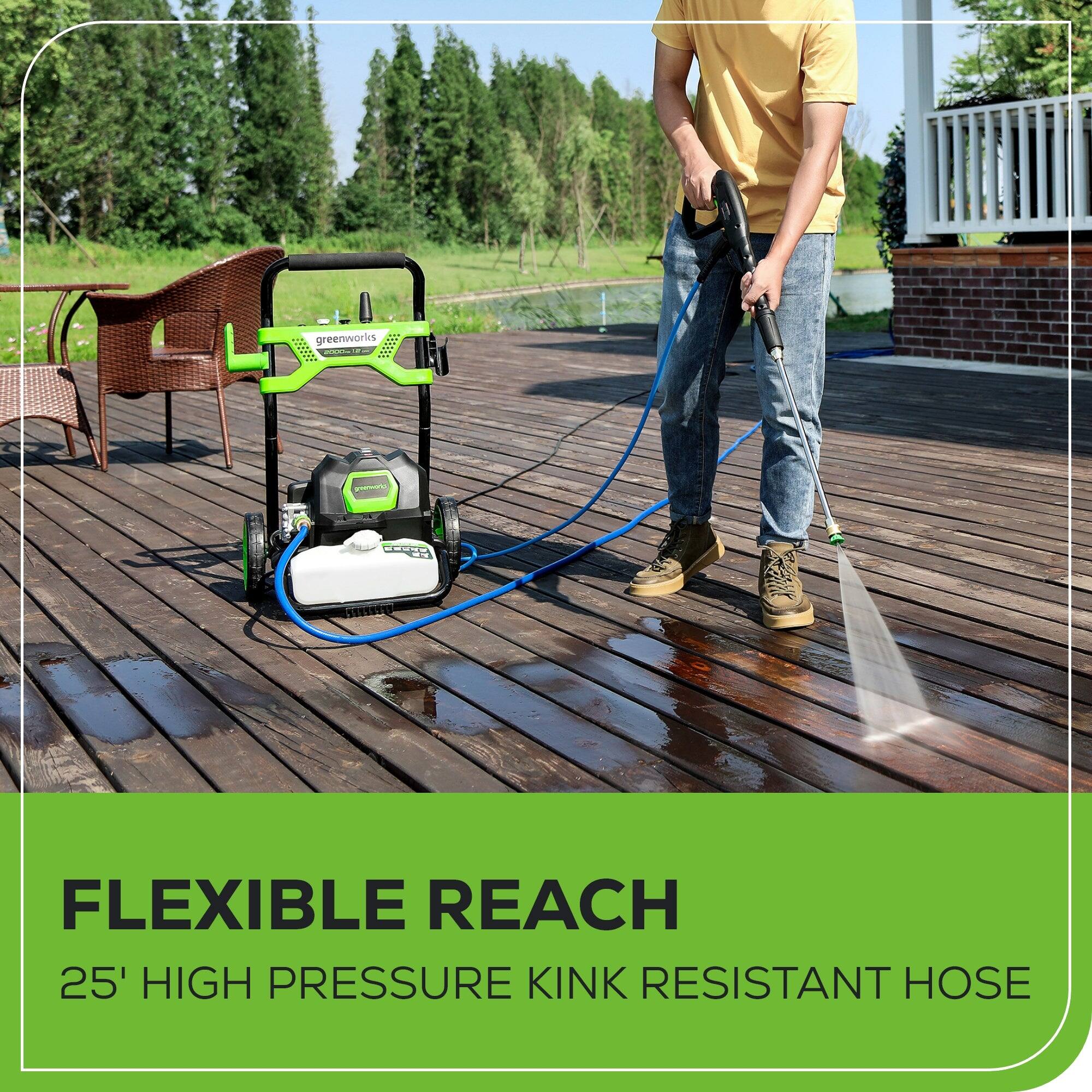 greenworks - FLEXIBLE REACH 25' HIGH PRESSURE KINK RESISTANT HOSE