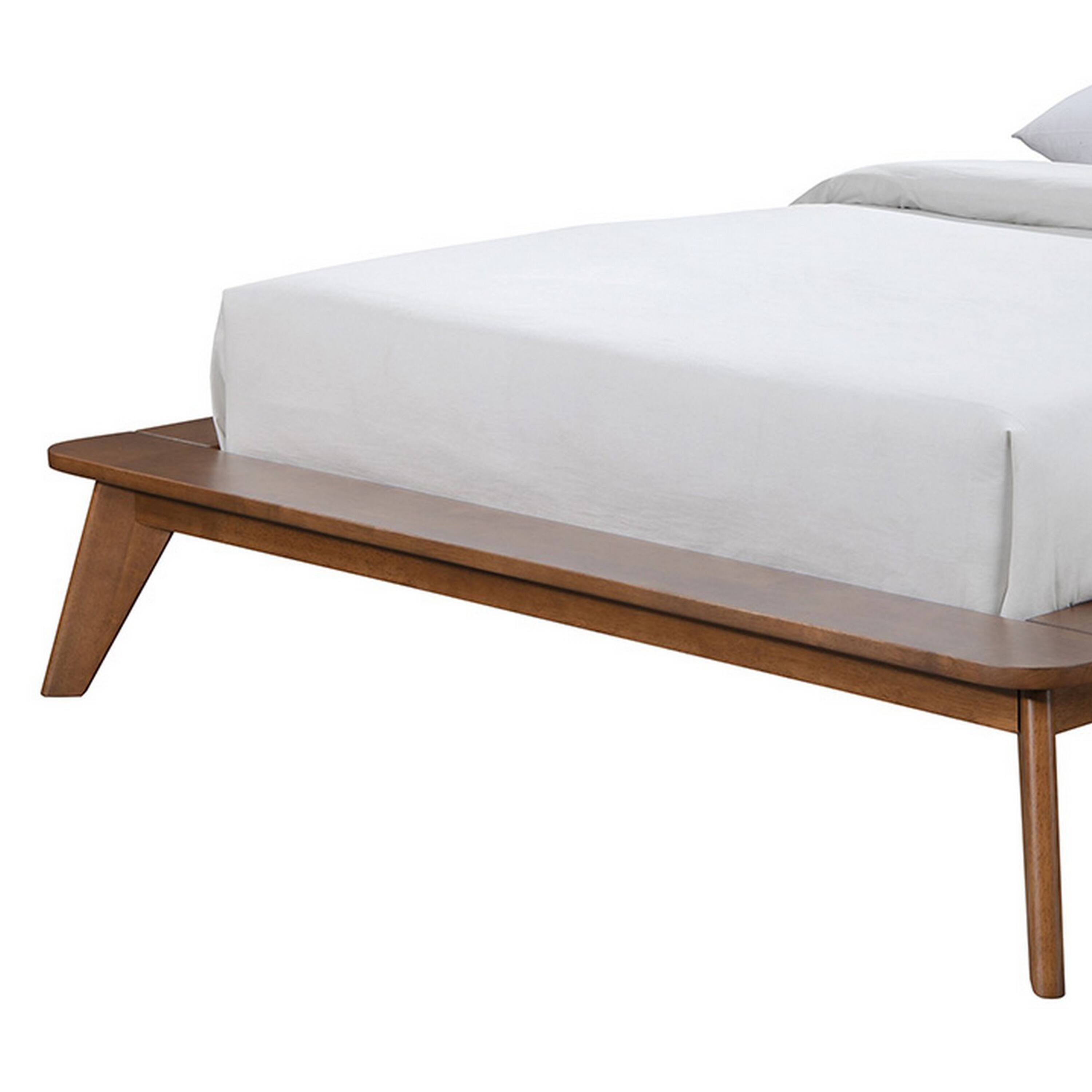 Alt View 3. Manhattan Lane - Stacy Queen Size Platform Bed, Panel Headboard, Walnut Brown Solid Wood - Walnut Brown.