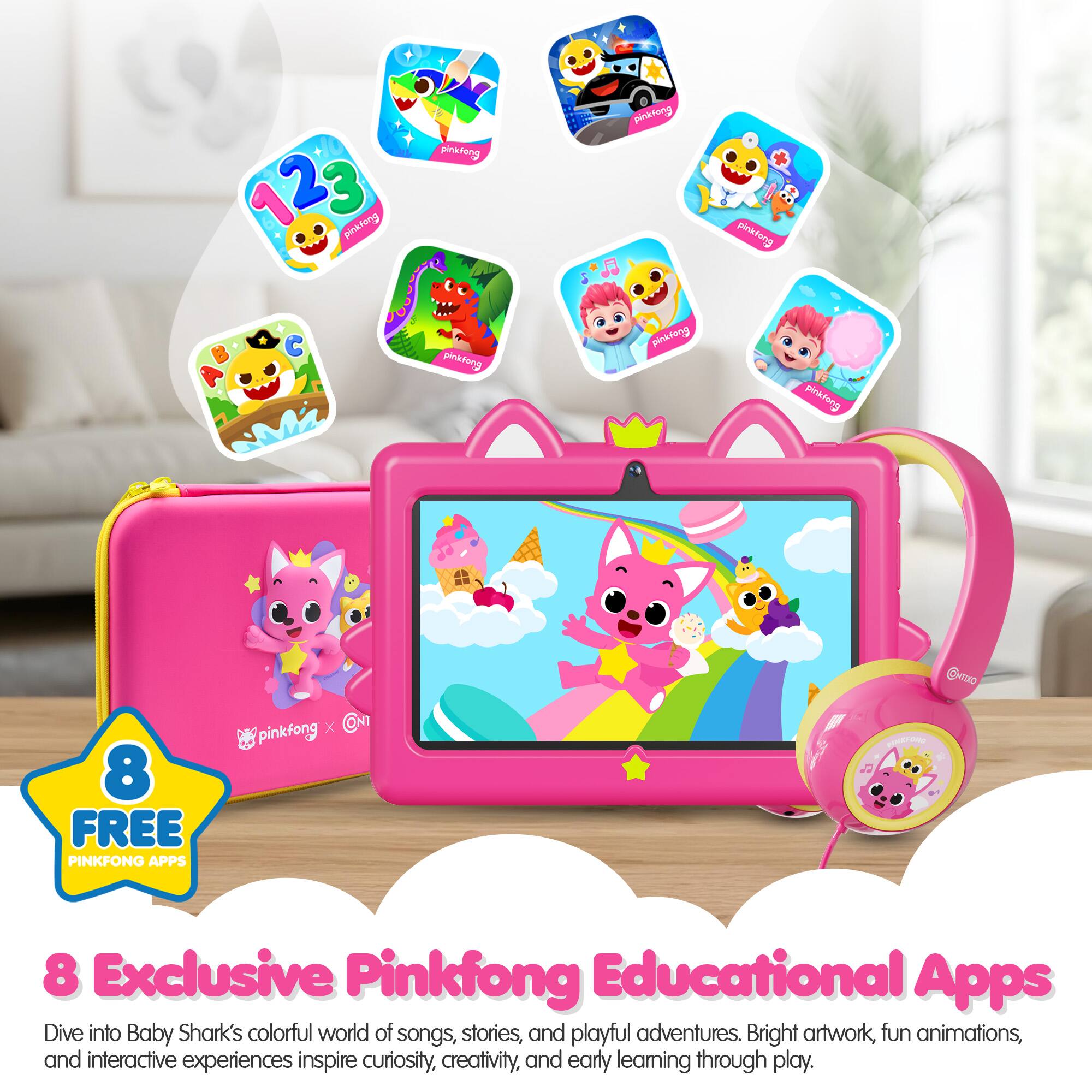pinkfong 123 pinkfong pinkfong  
pinklong pinkfong  
pinkfong pinkfong  
NO  
8 FREE PINKFONG APPS  
pinkfong X  
PUNKFOND  
8 Exclusive Pinkfong Educational Apps  
Dive into Baby Shark's colorful world of songs, stories, and playful adventures. Bright artwork, fun animations, and interactive experiences inspire curiosity, creativity, and early learning through play.
