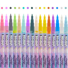 Pintar - Pastel Acrylic Paint Pens - Extra Fine Tip Brush Pens & Fabric Markers for Drawing & Art Supplies - Pack of 16, 0.7 mm
