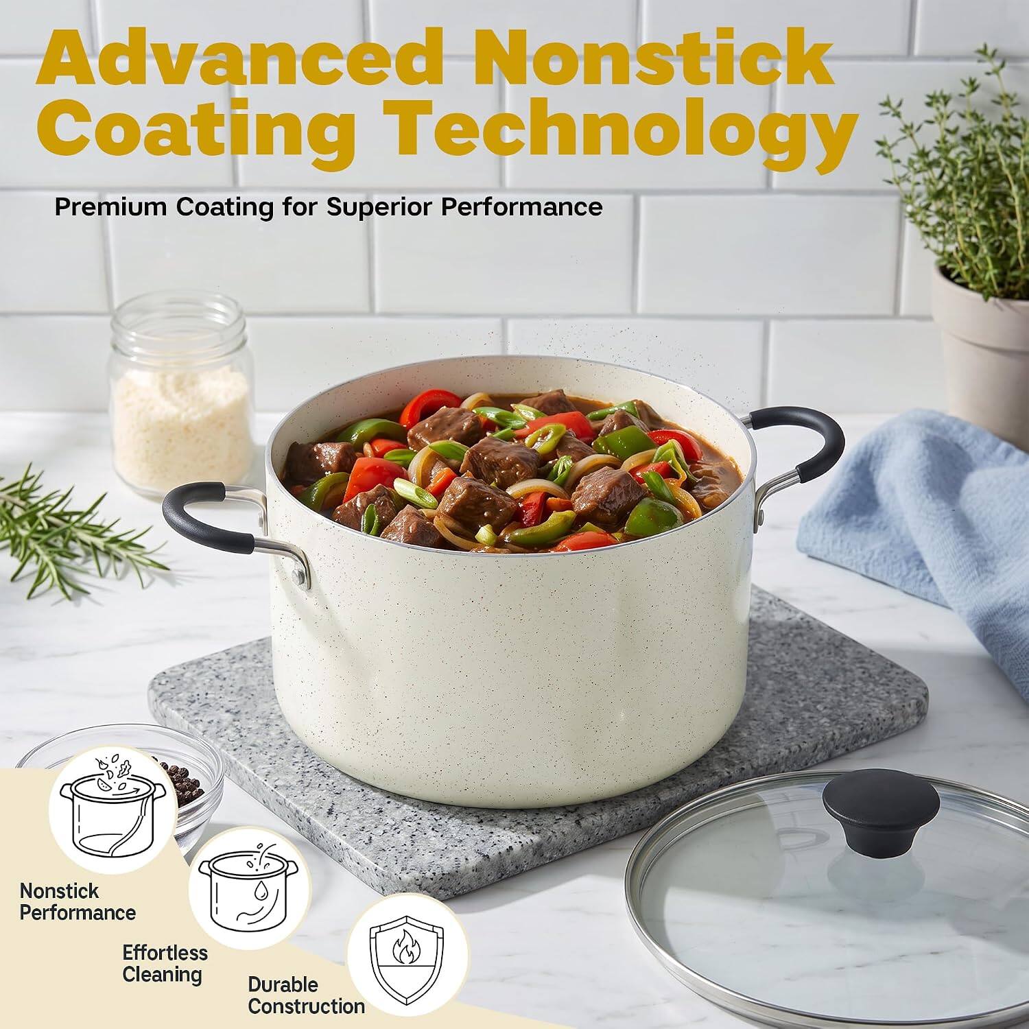 Advanced Nonstick Coating Technology  
Premium Coating for Superior Performance  

Nonstick Performance  
Effortless Cleaning  
Durable Construction