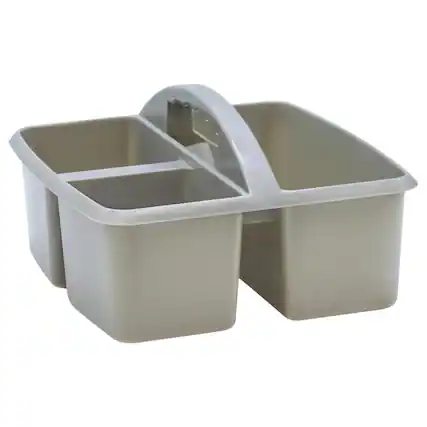 Front. Teacher Created Resources - Teacher Created Resources Gray Plastic Storage Caddy.