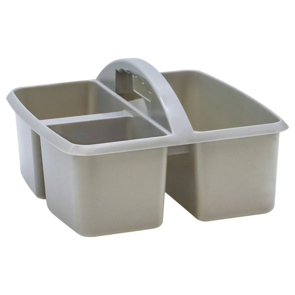Front. Teacher Created Resources - Teacher Created Resources Gray Plastic Storage Caddy.