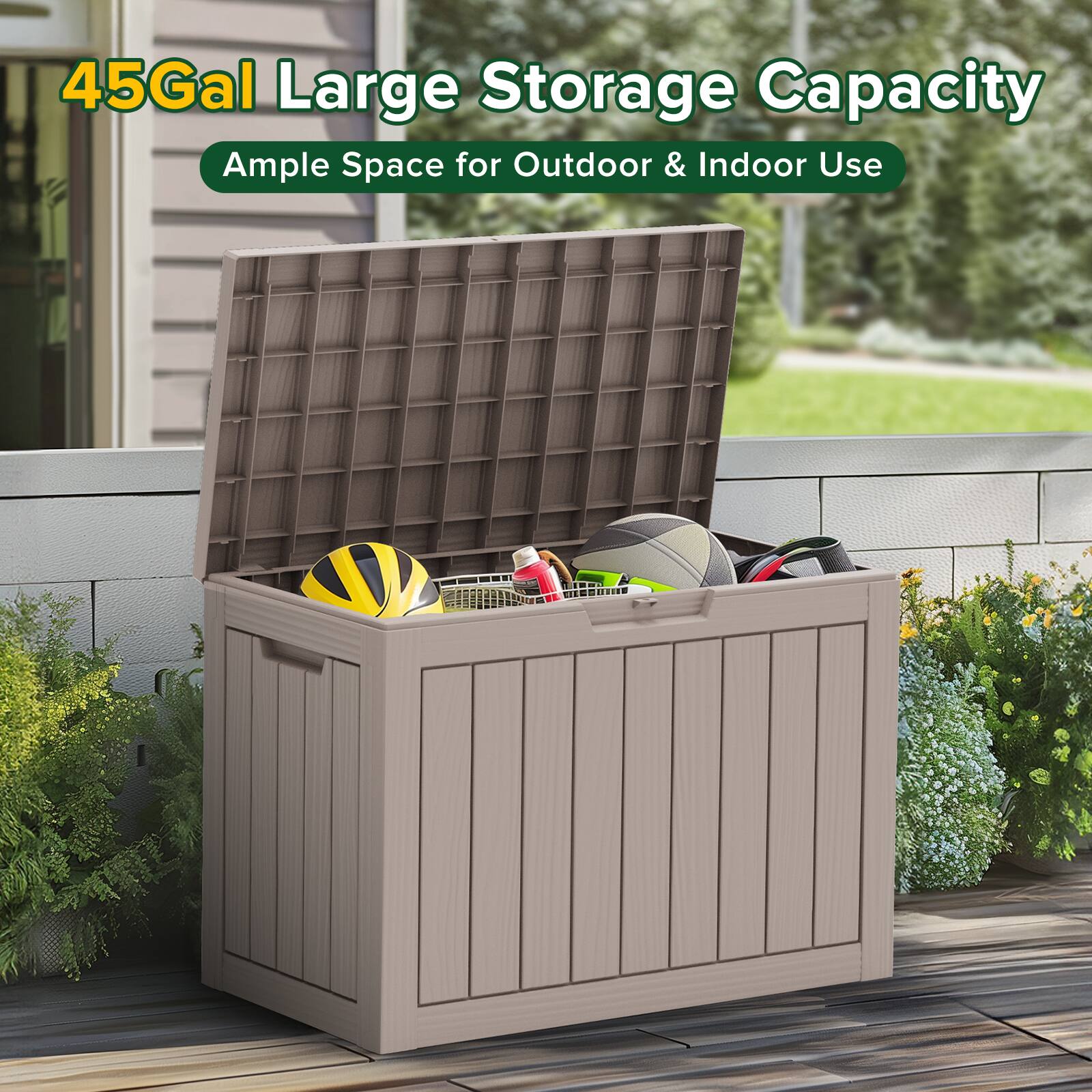 45Gal Large Storage Capacity
Ample Space for Outdoor & Indoor Use