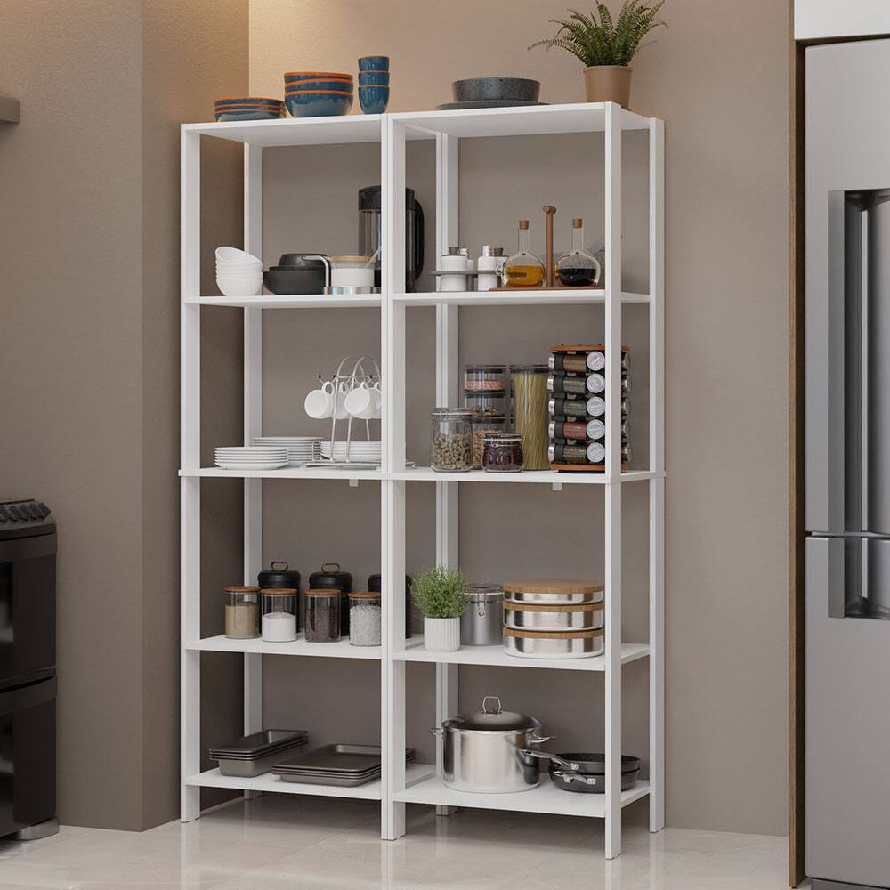 Angle. Madesa - Madesa Kitchen Pantry Storage Rack with 10 Open Shelves 47"L Multiuse Modular Cabinet for Kitchen Organization - White - White.