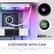 NZXT 0 30 Liquid: NO 32 In/Out. M/B NZXT XT POWERED BY NZXT CAM CUSTOMIZE WITH A Show real-time temps, GIFs, custom images, or Spotify and YouTube integrations via NZXT CAM.